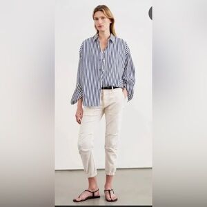 Nili Lotan cream white cropped cotton military pants 
Size 2
